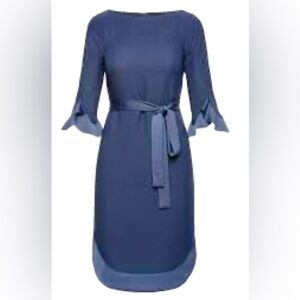 Banana Republic FLOUNCE SLEEVE TIE-WAIST MIDI DRESS - Steel Blue Size 2